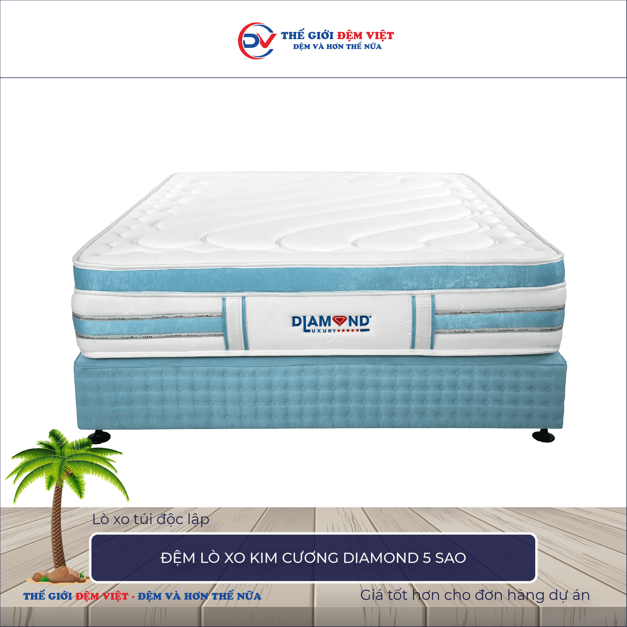 Đệm lò xo Kim Cương Diamond 5 sao 1